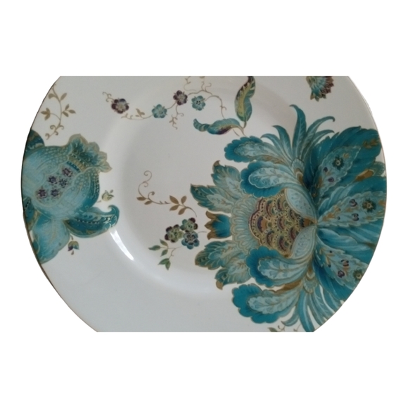 222 Fifth Eliza Teal Salad Snack Dessert Plate 9" Porcelain - Picture 3 of 7
